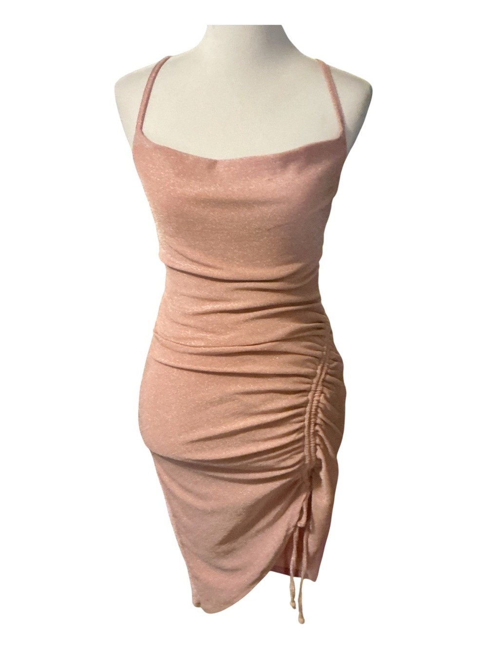 Sleeveless Ruched Slip Dress in Dusty Rose